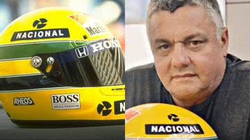 O capacete de Ayrton Senna e Alan Mosca, um de seus criadores - Getty Imagens e Instagram / @alanmosca