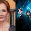 A escritora J.K. Rowling e pôster do primeiro filme de 'Harry Potter'
